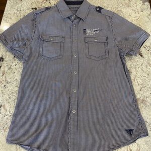 Guess Blue White Stripe Surplus Shirt Medium